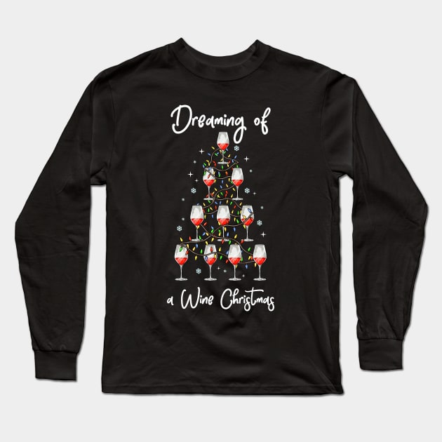 Dreaming of a Wine Christmas Long Sleeve T-Shirt by KsuAnn